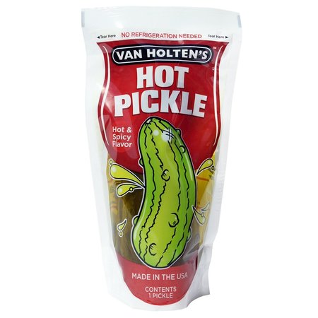 VAN HOLTENS Large Hot Pickle Hot & Spicy Individually Packed In A Pouch, PK12 412H
